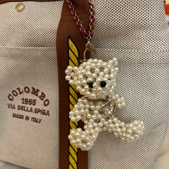 Pearl Beaded Teddy Bear Bag Charm - Picture 5 of 5